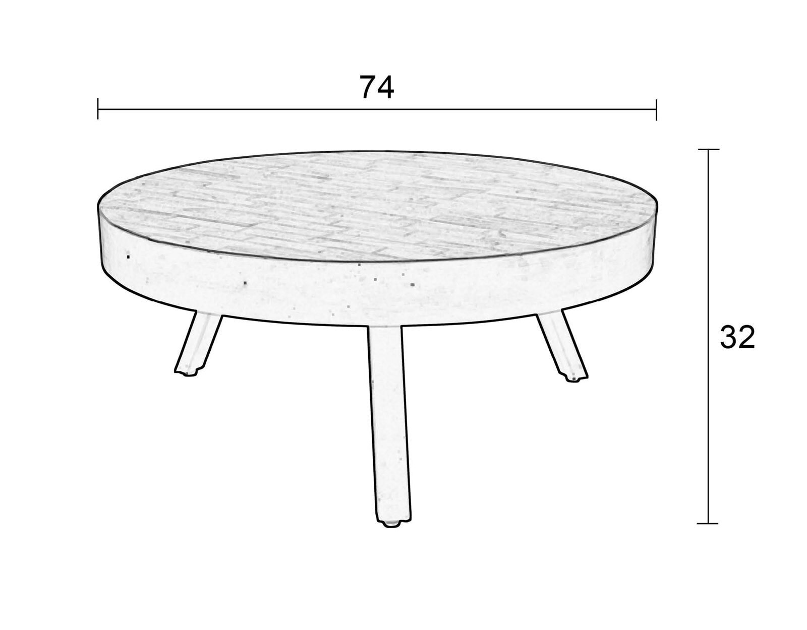 Couchtisch rund COFFEE SURI L schwarz /Teak massiv