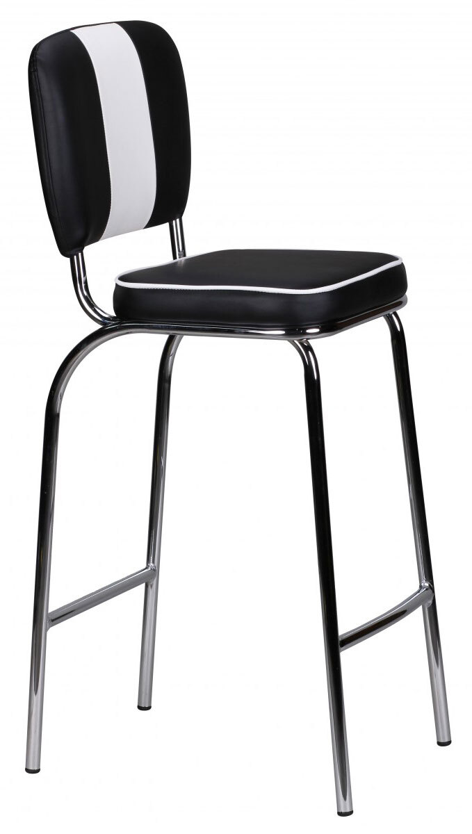 Barhocker Lederlook schwarz/weiß