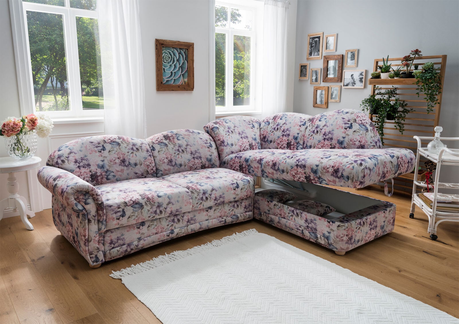 Ecksofa BARCELONA 194 x 124 cm floral