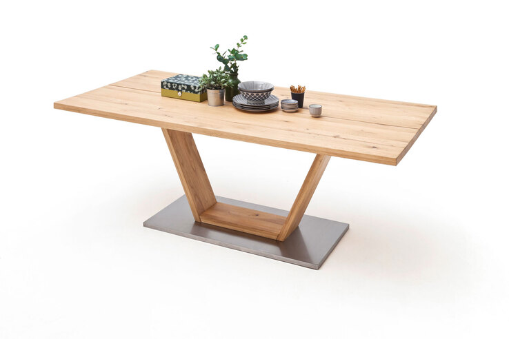 CASAVANTI Esstisch GRETA III 160 x 90 cm braun/ silberfarbig