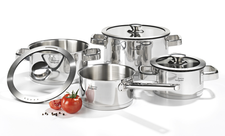 bongusto Topfset 4-teilig Edelstahl silberfarbig