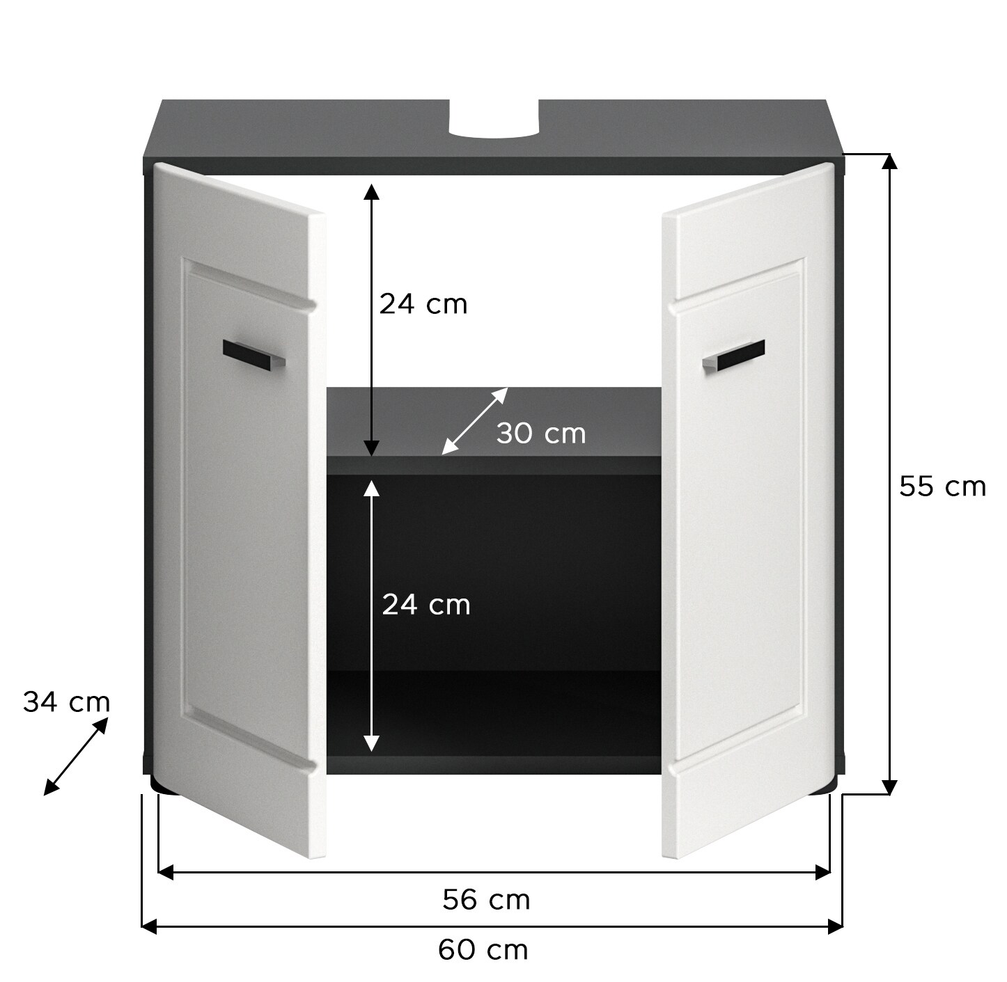 Waschbeckenunterschrank LAGO weiß/grau