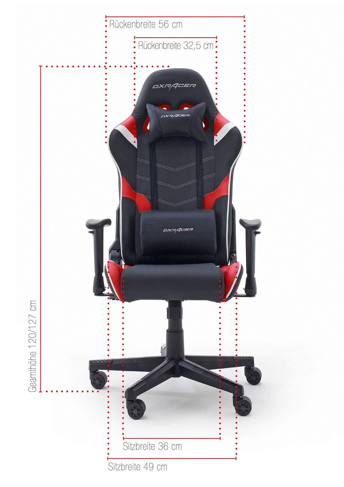DX RACER Gaming Stuhl schwarz Absetzung rot/ weiß