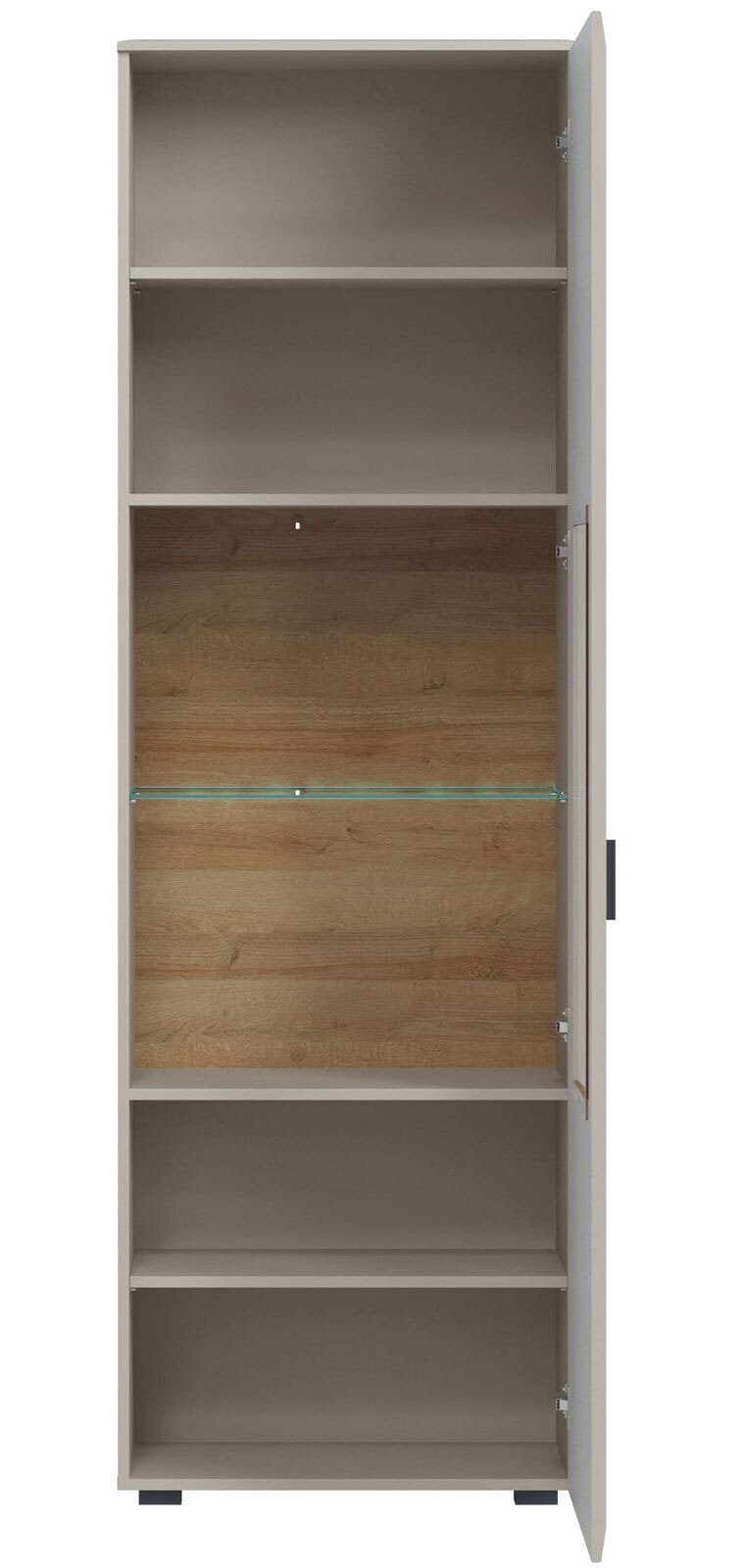 Vitrine ROMY II 65 x 206,5 cm Eiche grau/ braun