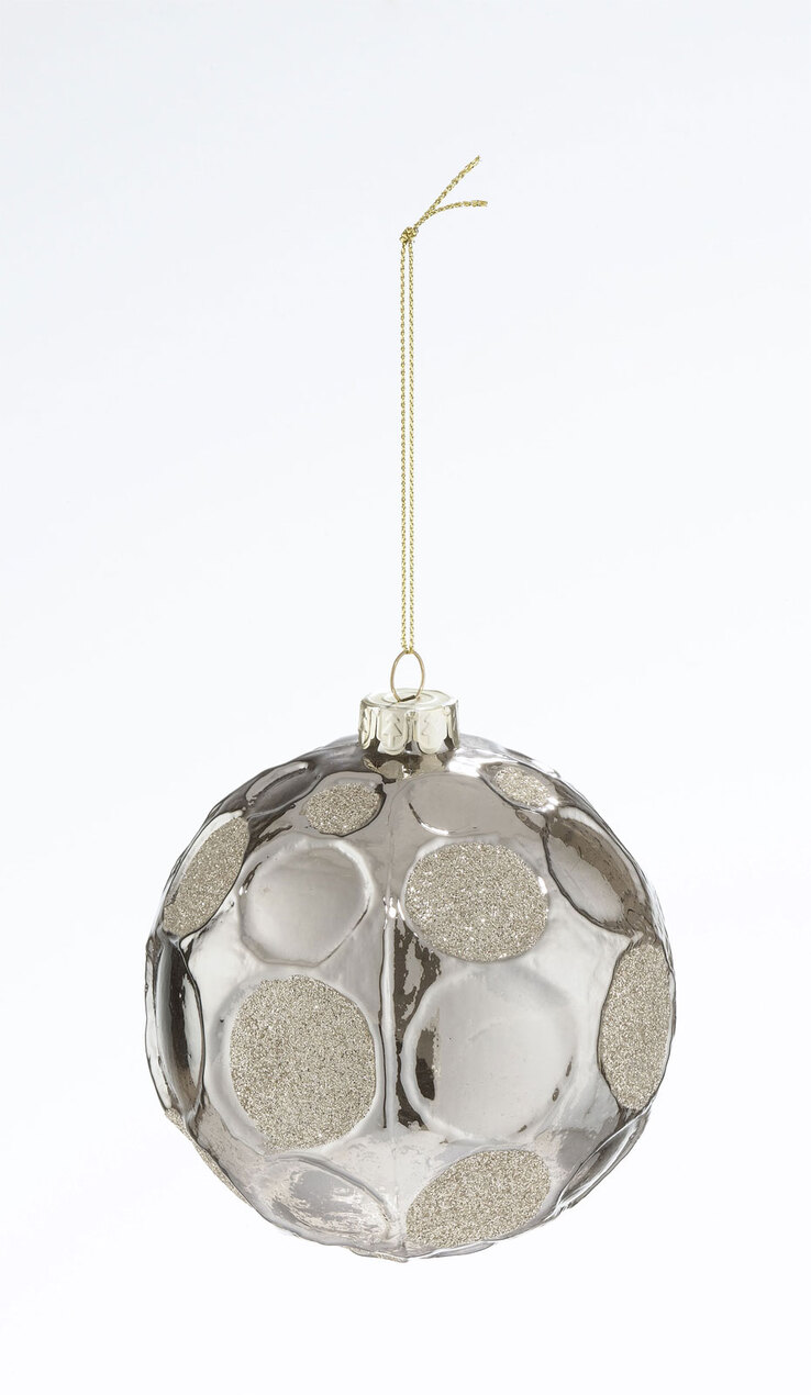 casaNOVA Weihnachtskugel HÜTTENZAUBER 10 cm grau mit goldfarbig