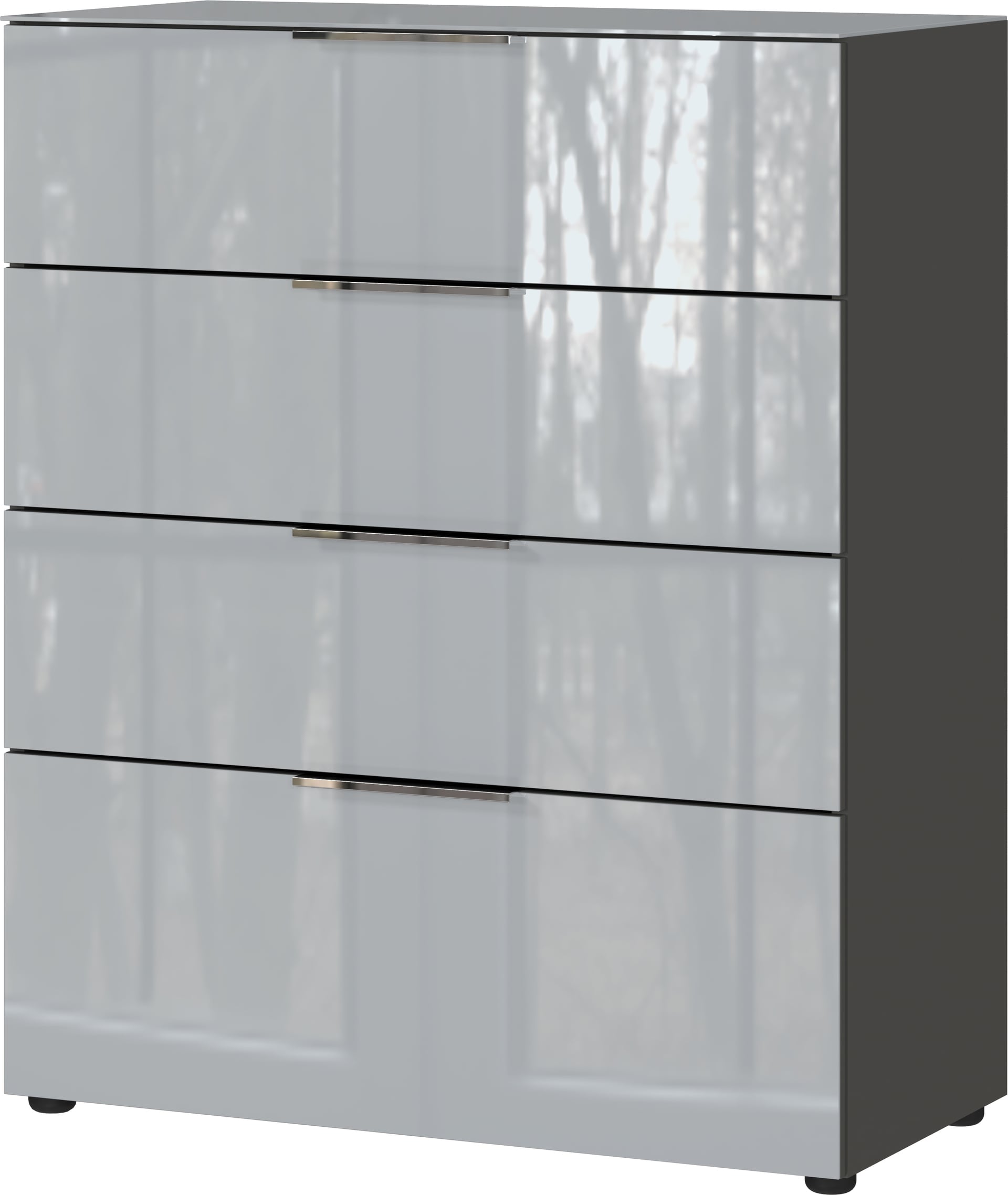 Kommode OAKLAND 83 x 102 cm Glas graphit/silbergrau