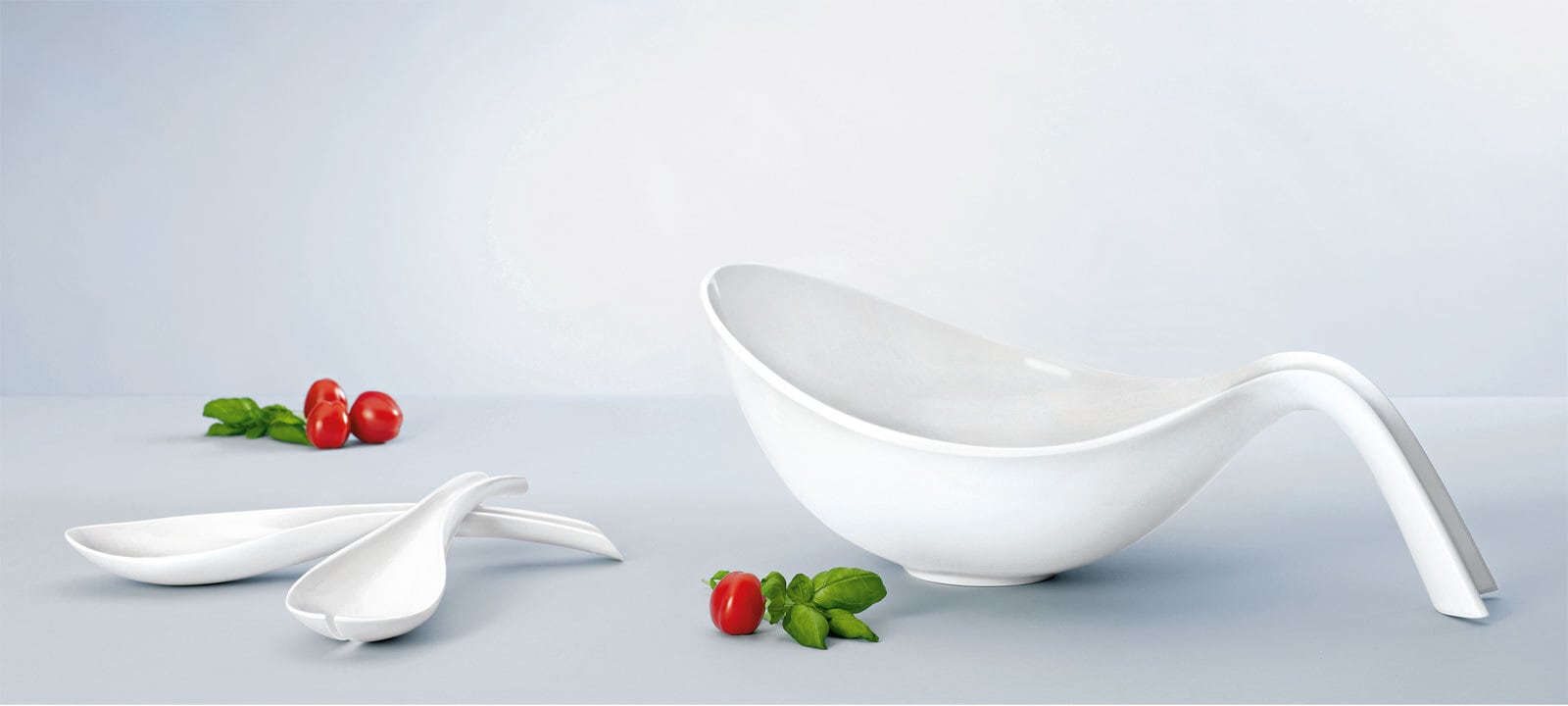 Villeroy & Boch Schale FLOW mit Besteck 3-teilig weiß