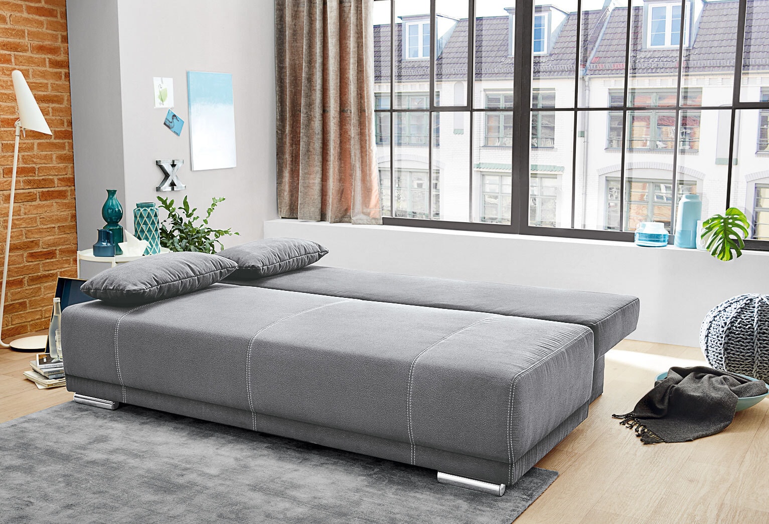 CASAVANTI Schlafsofa JEFF 200 cm grau