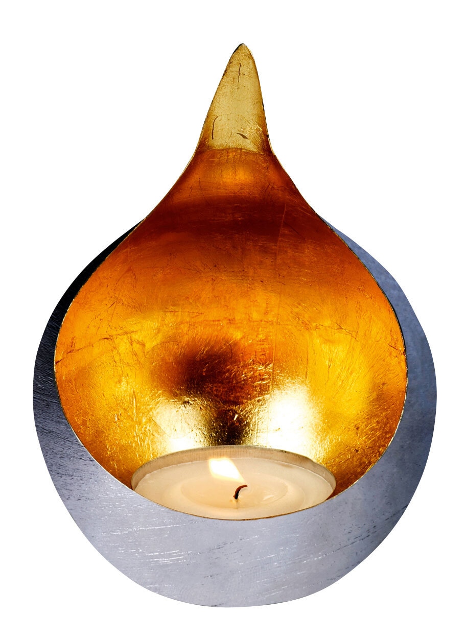 LAMBERT Windlicht CALDERA 20 cm nickelfarbig /goldfarbig