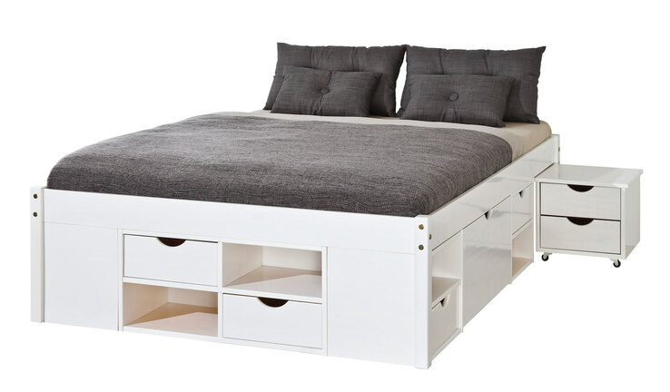 Stauraum-/Funktionsbett Lauro 160 x 200 cm weiß