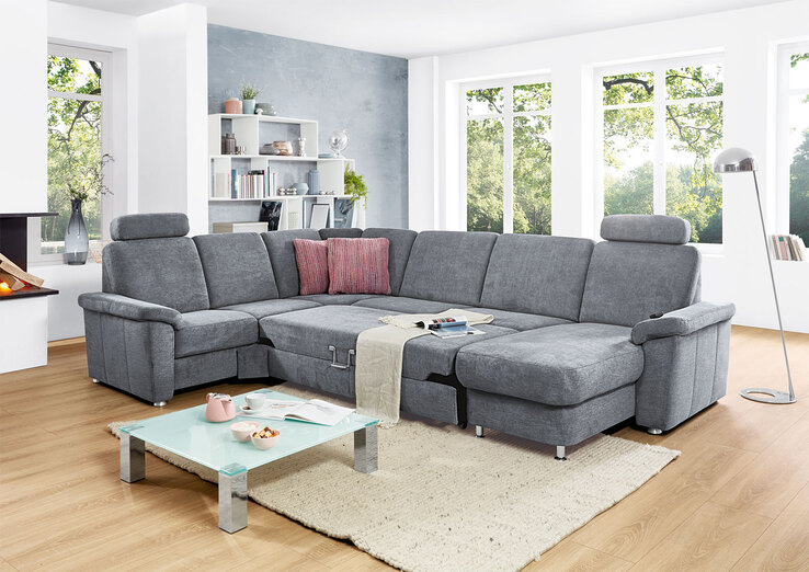 SYSTEMPOLSTER Wohnlandschaft GENK-C SF denimgrau