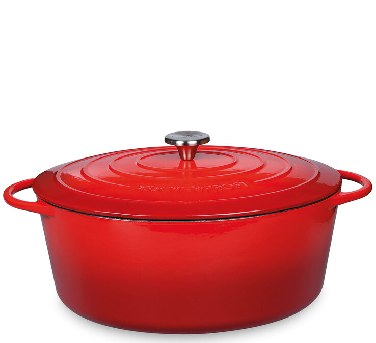 KÜCHENPROFI Bratentopf PROVENCE 33 cm oval Gusseisen rot
