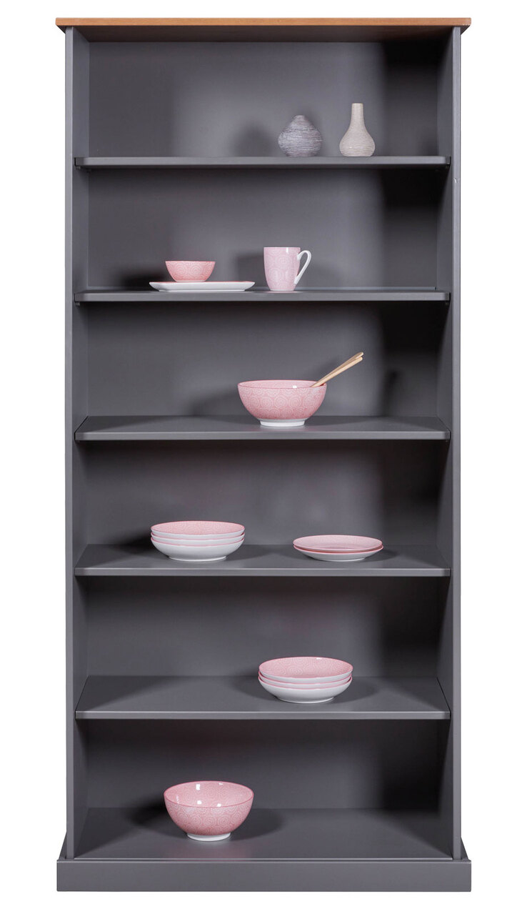 Regal NICLAS 90x190x38,1 cm Massivholz grau