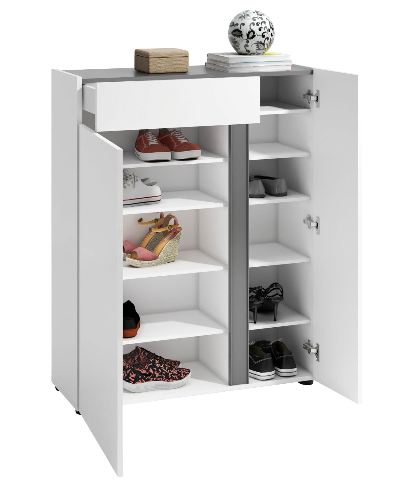 Schuhschrank ATRIUM 91 x 115 cm weiß Hochglanz