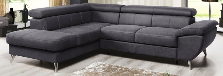 Ecksofa HALLS CREEK mit Schlaffunktion rechts 207 x 260 cm Stoffbezug anthrazitgrau