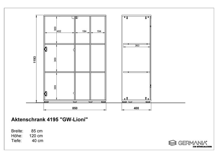 Aktenschrank LION 85 x 120 cm Weiß/ Navarra-Eiche