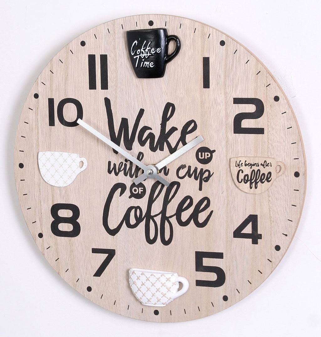 Wanduhr COFFEE 34 cm Eiche hell