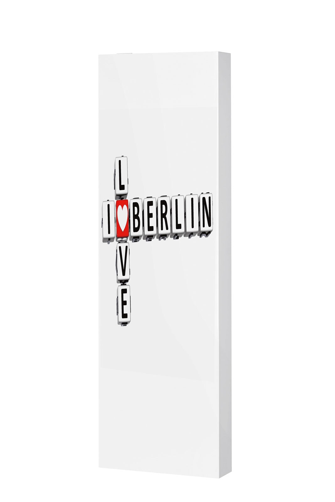 Schuhschrank weiß/"I Love Berlin" 47 x 150 x 18 cm