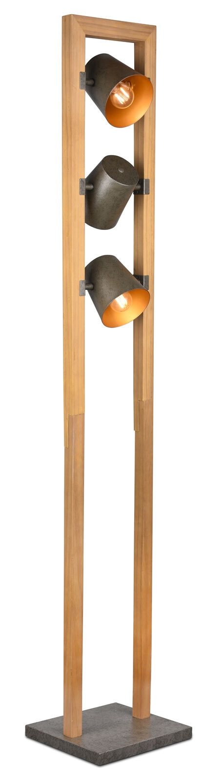 TRIO Retrofit Stehlampe BELL Holz /nickelfarbig antik