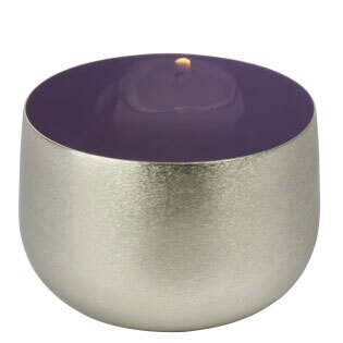 LAMBERT Teelichthalter 9,5 cm nickelfarbig /violett