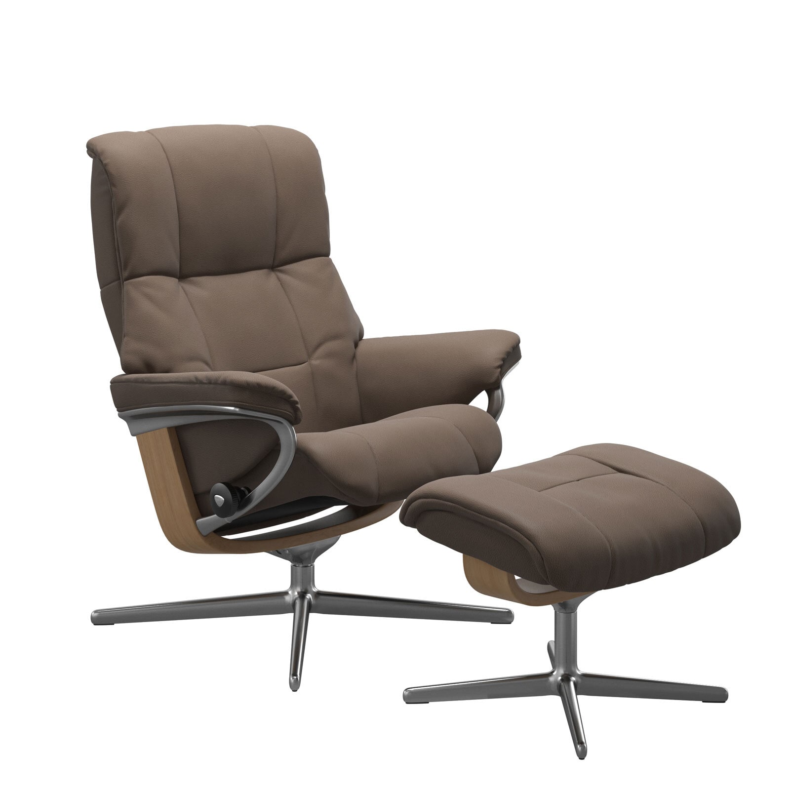 Stressless Ledersessel mit Hocker MAYFAIR M  aluminiumfarbig /mole /eiche