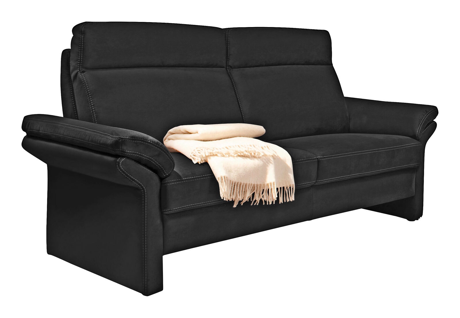 LASCONDO Sofa 2-Sitzer MAXIM I 158 cm Stoffbezug crown caviarschwarz