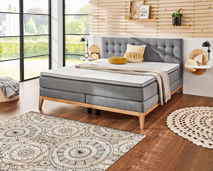 Boxspringbett WESTWOOD grau/ braun