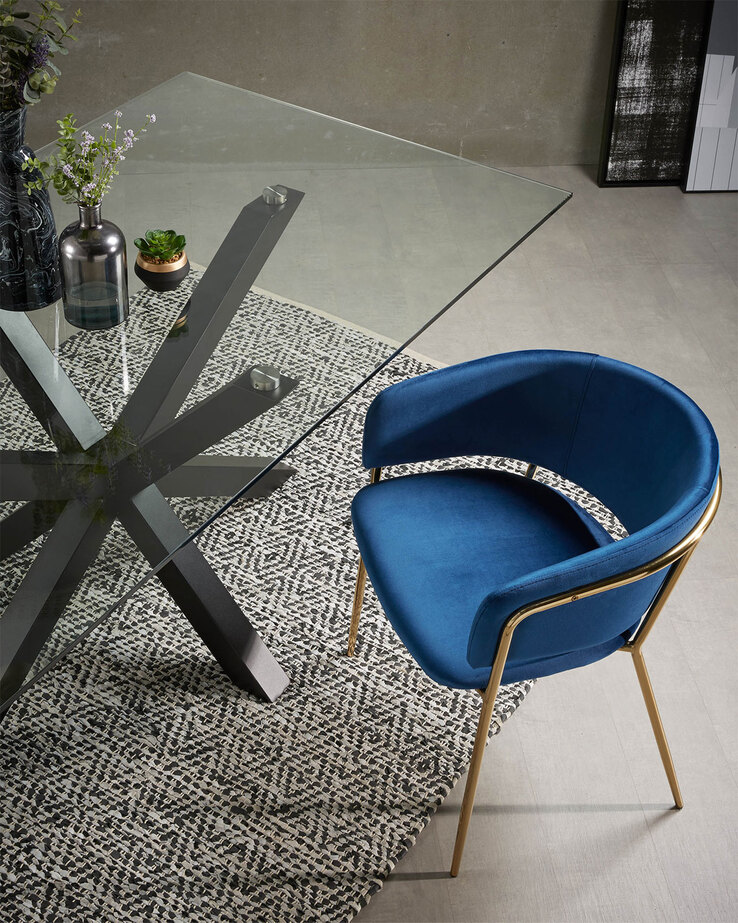 Kave Home Esstisch ARGO 160 x 90 cm schwarz /Klarglas