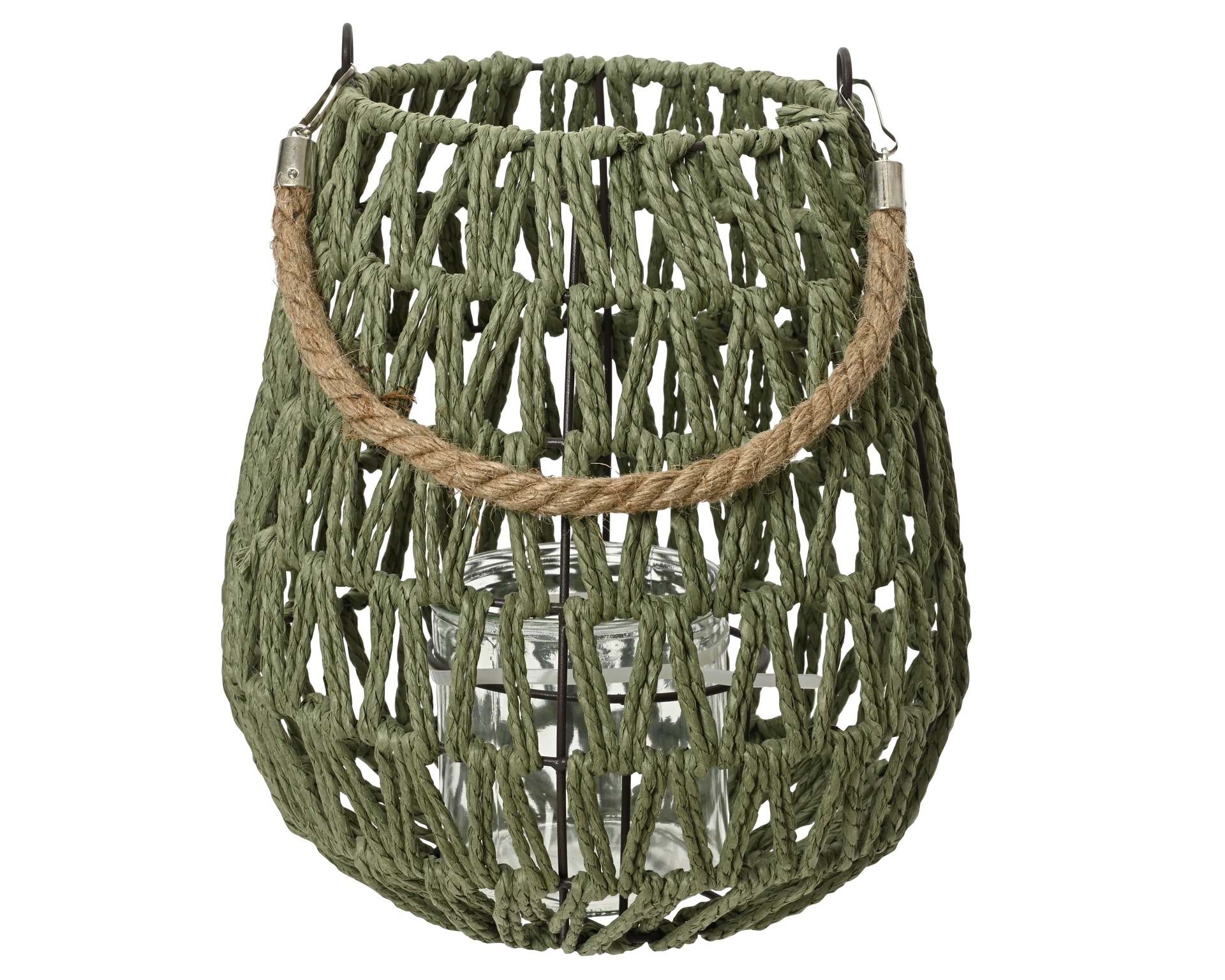 Standlaterne 22 cm Jute grün