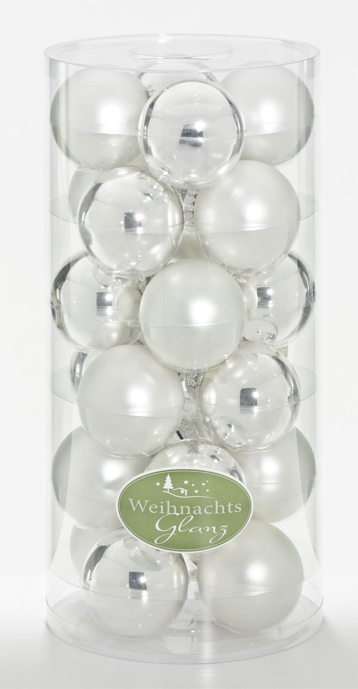 casaNOVA Weihnachtskugeln 6 WEIHNACHTSZAUBER 24-teilig silberfarbig matt und glänzend