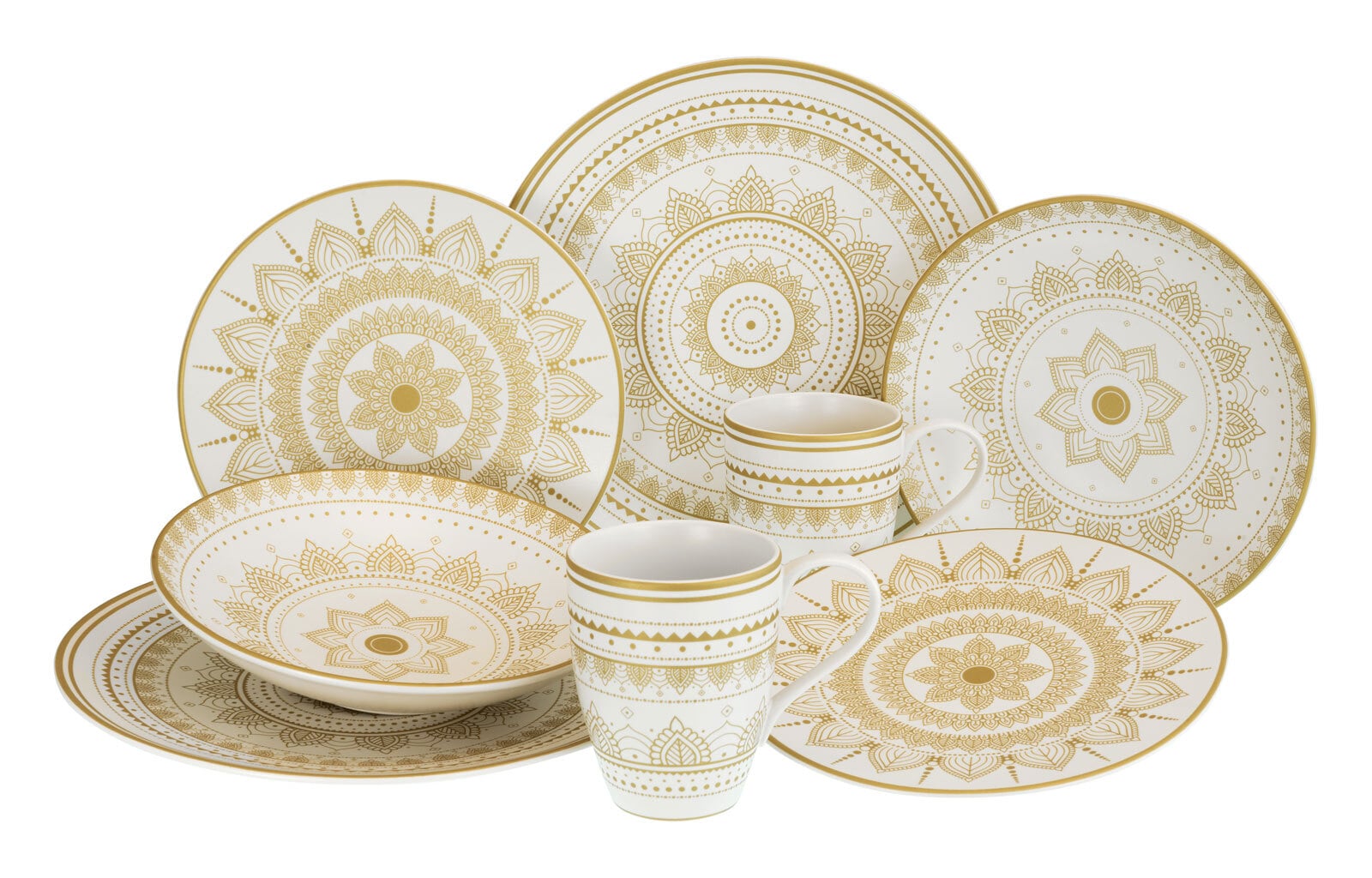 CreaTable Kombiservice MANDALA GOLD 8-teilig weiß/ goldfarbig