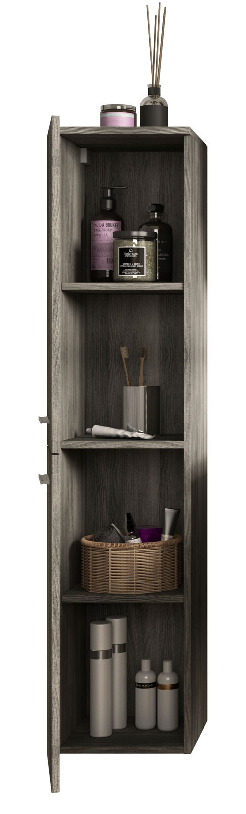 Bad Hängeschrank YORK 30 x 136 cm Rauchsilber grau