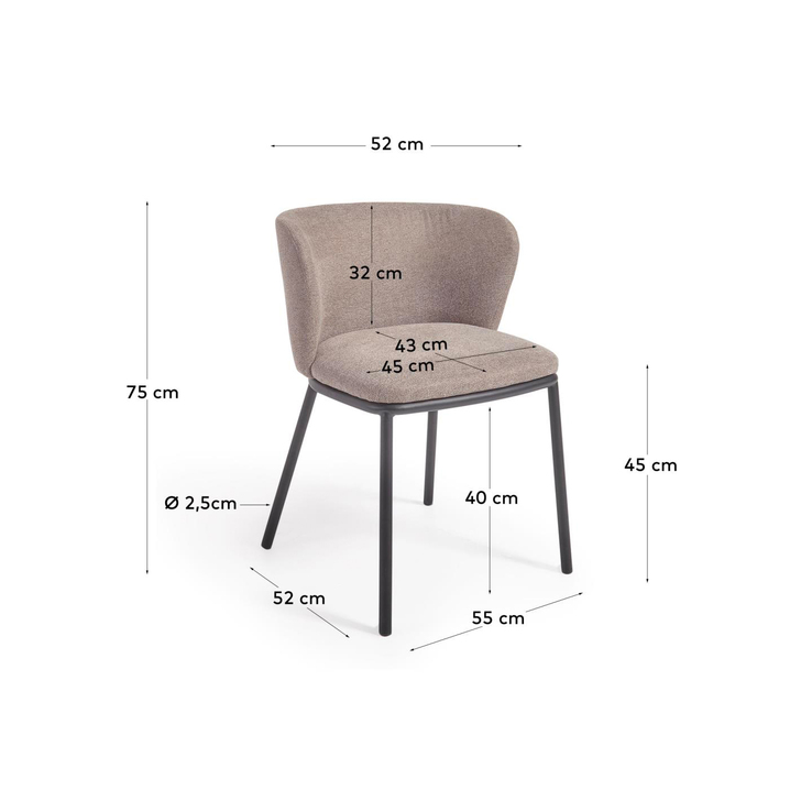 Kave Home Stuhl CISELIA hellbraun/mattschwarz