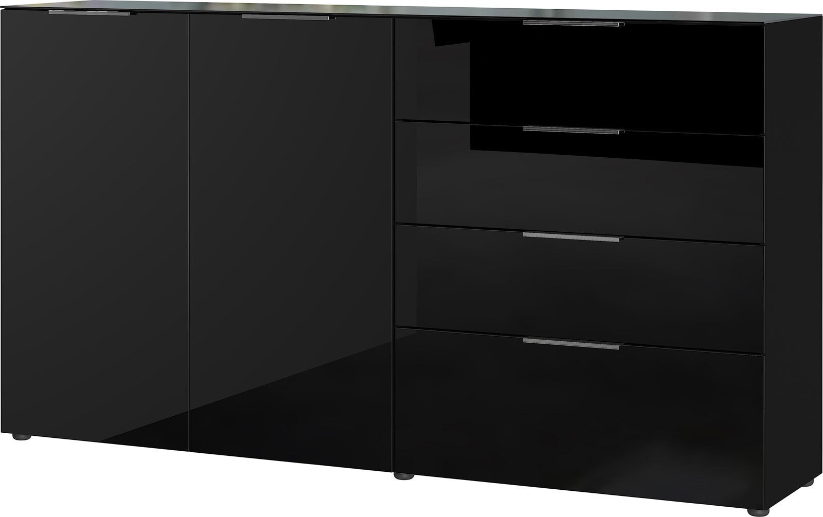 CASAVANTI Sideboard OAKLAND 184 x 102 cm Glas Schwarz/Schwarz