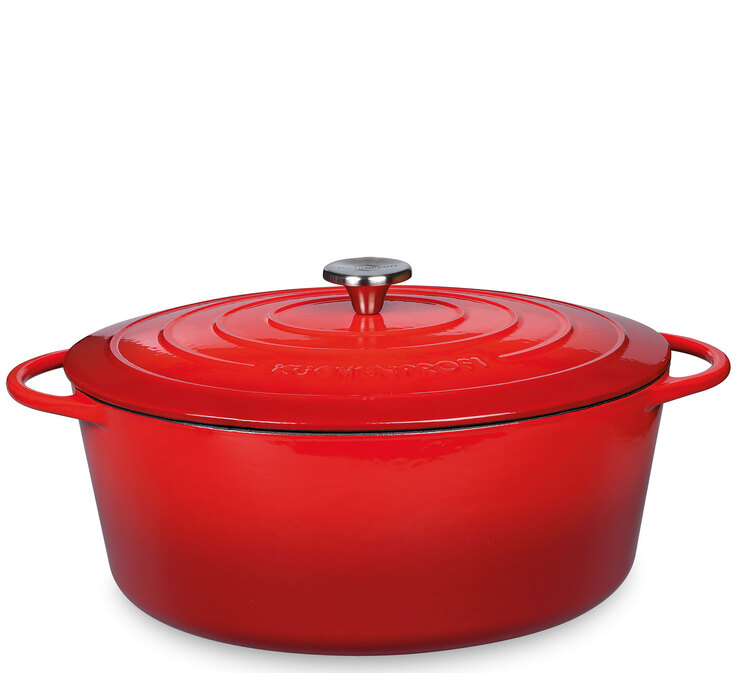 KÜCHENPROFI Bratentopf PROVENCE 33 cm oval Gusseisen rot
