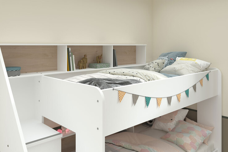 Parisot Etagenbett mit Bettschubkasten weiß/braun