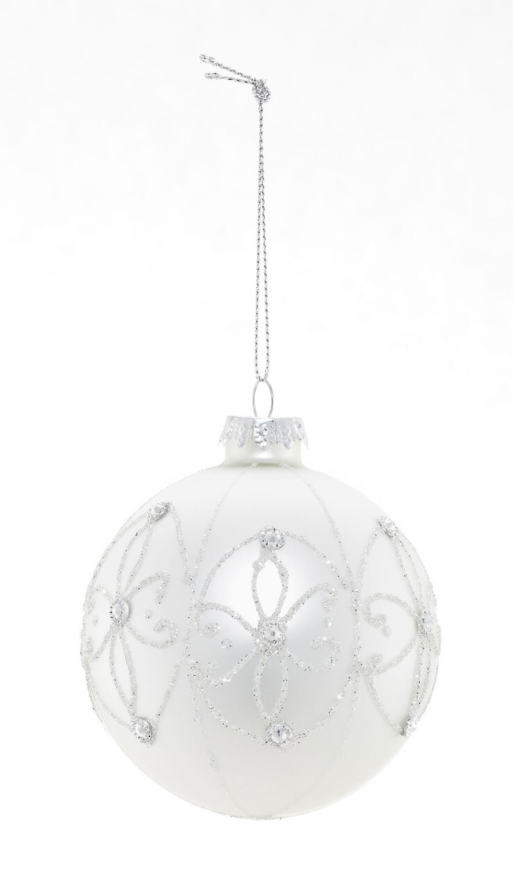 casaNOVA Weihnachtskugel Kugel 8 cm weiß /silberfarbig