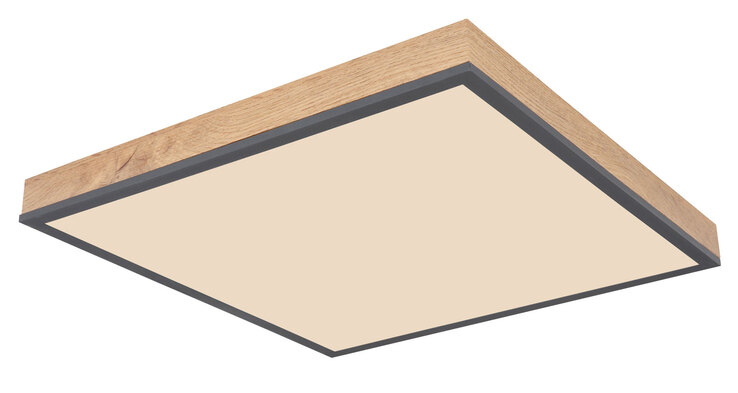 GLOBO LED Deckenlampe DORO 45 x 45 cm Holzoptik /anthrazit