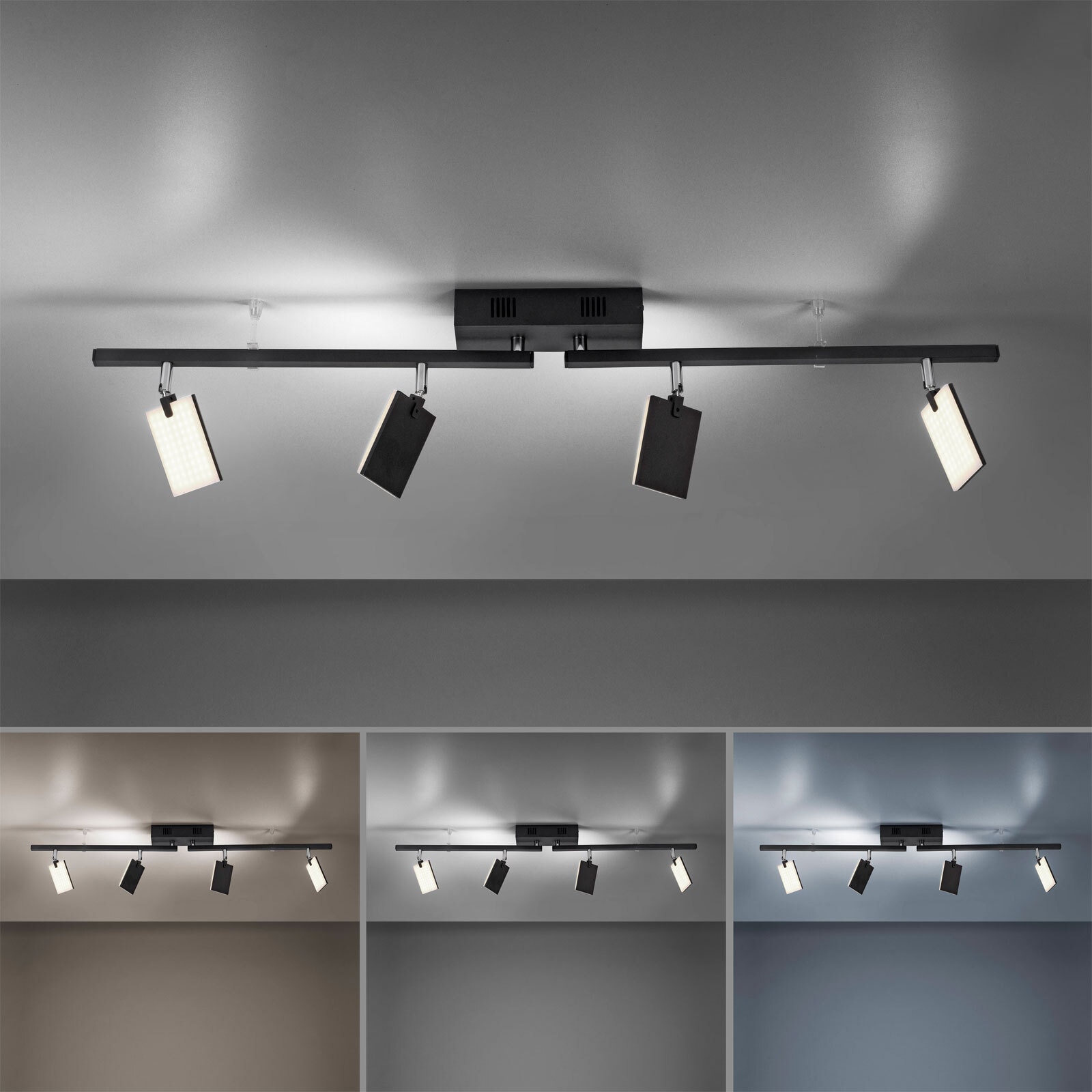 Paul Neuhaus LED Deckenlampe mit 4 Spots PURE-MIRA schwarz