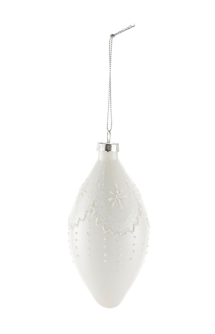casaNOVA Weihnachtsbaumschmuck Zapfen 12 cm weiß glänzend /Glitzer weiß