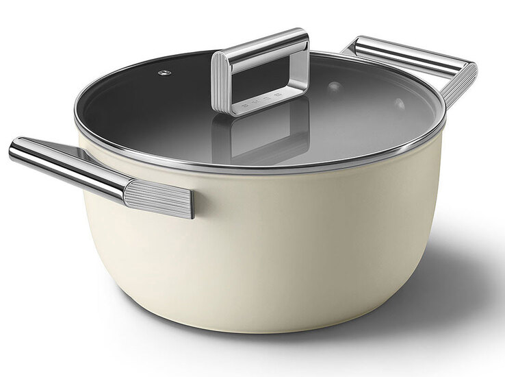 SMEG Schmortopf inklusive Deckel 24 cm Creme