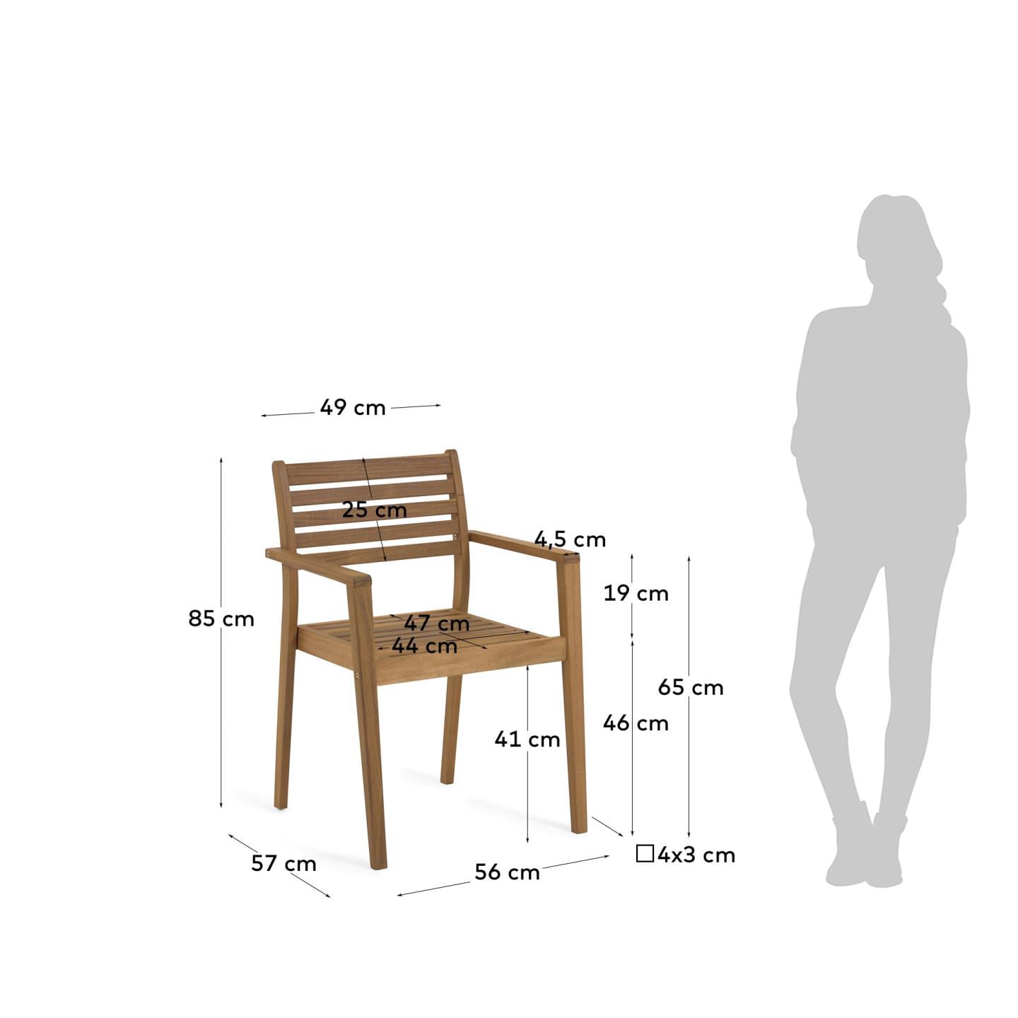 Kave Home Stapelstuhl Garten HANZEL 2er Set naturfarbig