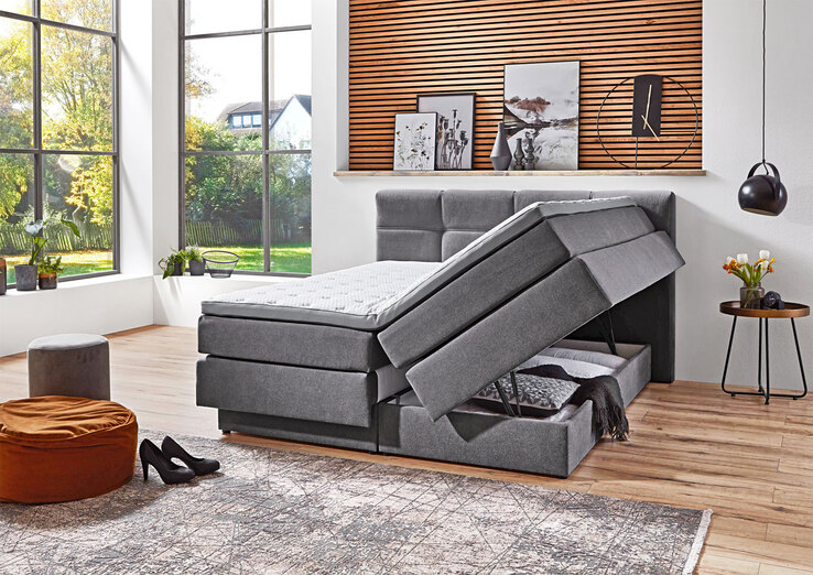 CASAVANTI Boxspringbett PORTAGE 180 x 200 cm grau