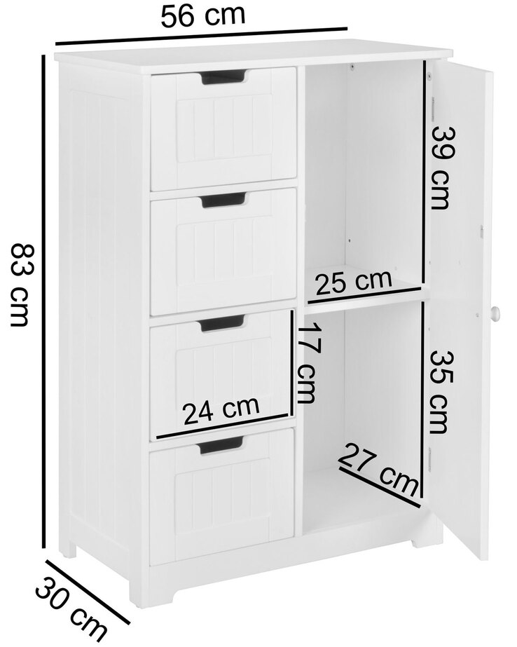 Kommode PATTI 56 x 83 cm weiß