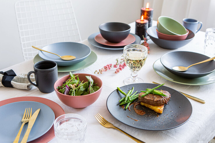 CreaTable Speiseteller SOFT TOUCH 6er Set schwarz