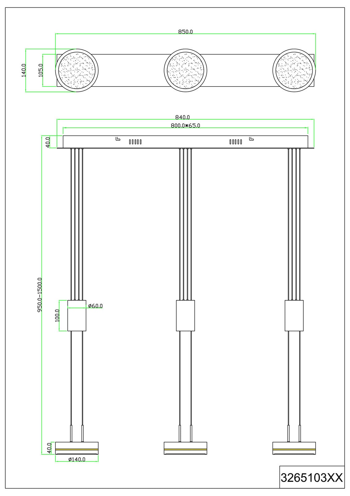 TRIO LED Pendellampe FRANKLIN 3-flg anthrazit