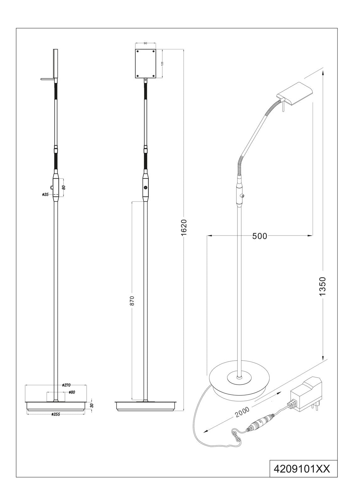 TRIO LED Stehlampe BERGAMO mattmessingfarbig