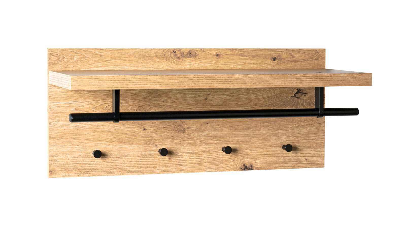 Wandgarderobe 70 x 30 cm Eiche/ Schwarz