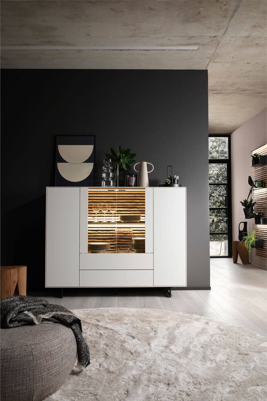 SCHÖNER WOHNEN-Kollektion Highboard YONNA 165 x 119 cm Birke weiß