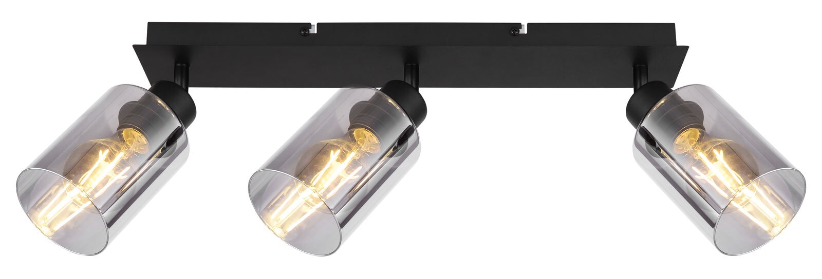 GLOBO Retrofit Deckenlampe HADERA 3 Spots schwarz /Rauchglas